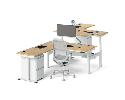 Sol L-Shaped Adjustable-Height Desks for 2