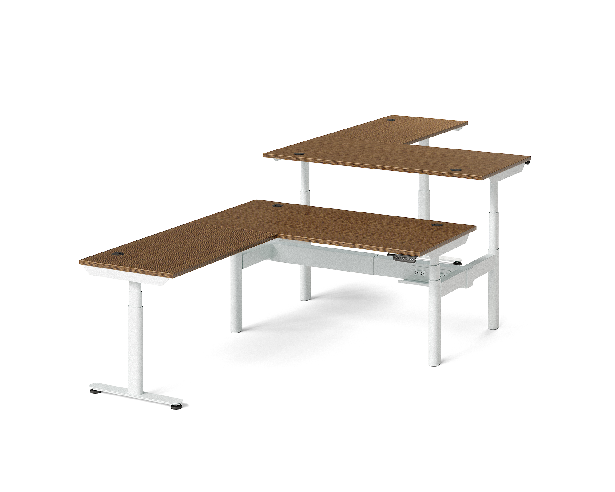 Sol L-Shaped Adjustable-Height Desks for 2