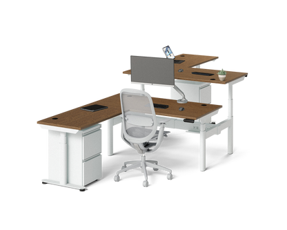 Sol L-Shaped Adjustable-Height Desks for 2