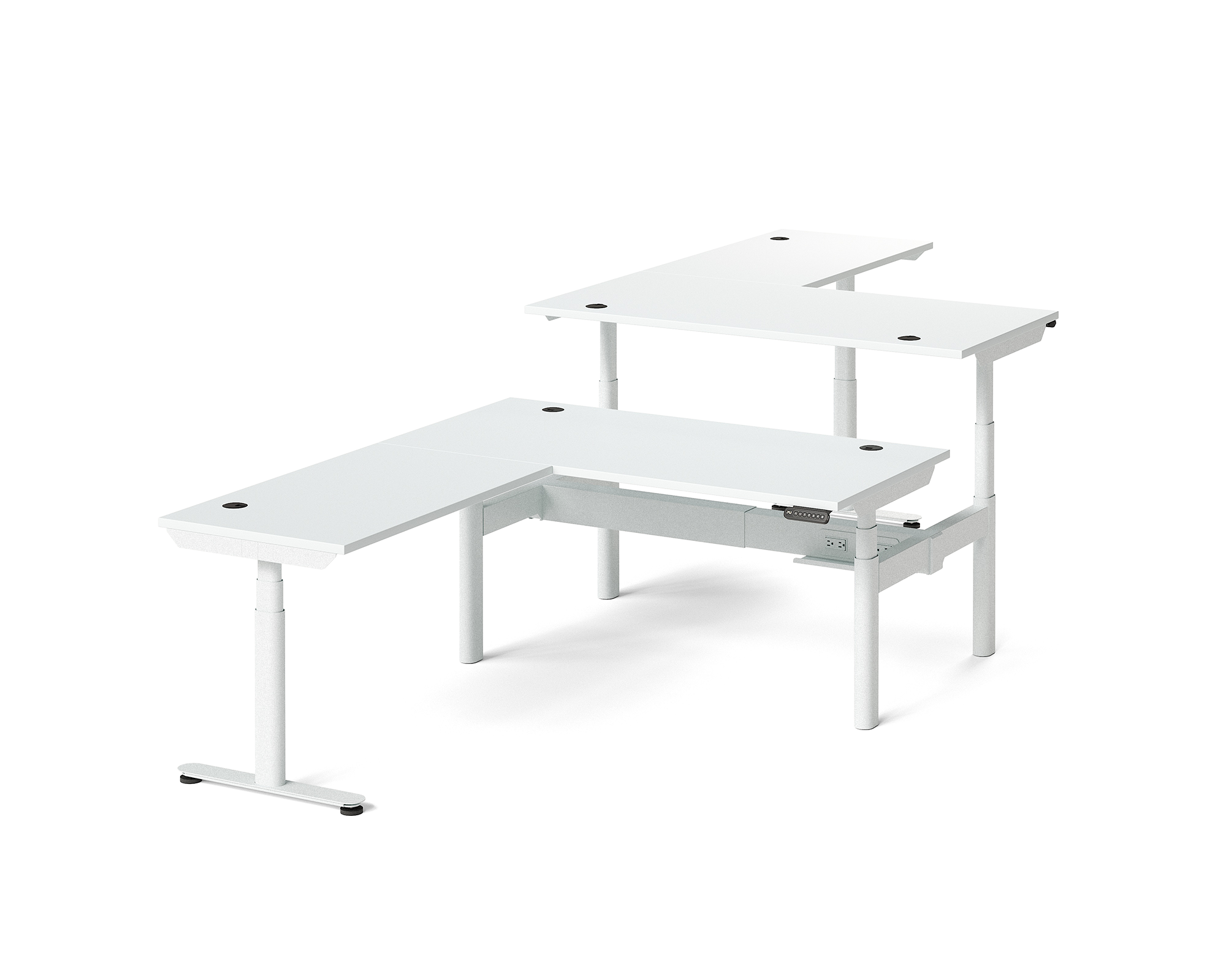 Sol L-Shaped Adjustable-Height Desks for 2