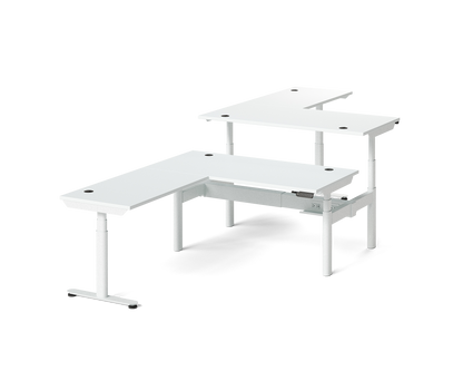 Sol L-Shaped Adjustable-Height Desks for 2