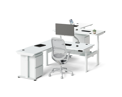 Sol L-Shaped Adjustable-Height Desks for 2