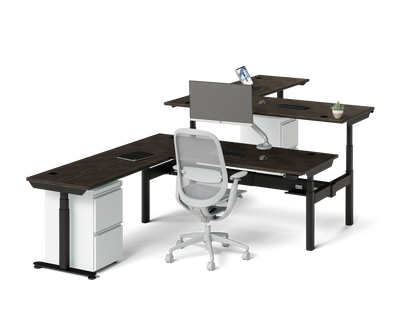 Sol L-Shaped Adjustable-Height Desks for 2