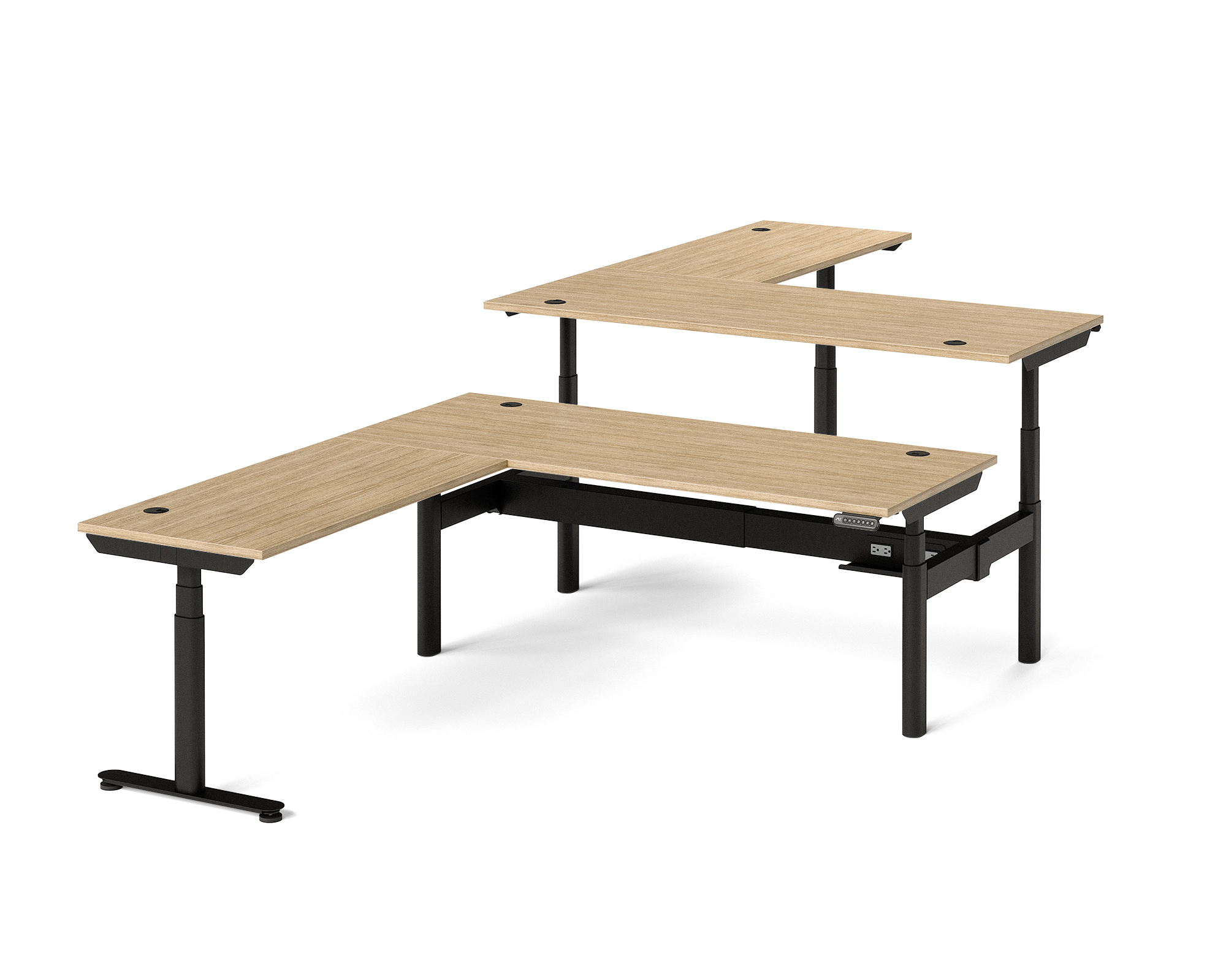 Sol L-Shaped Adjustable-Height Desks for 2