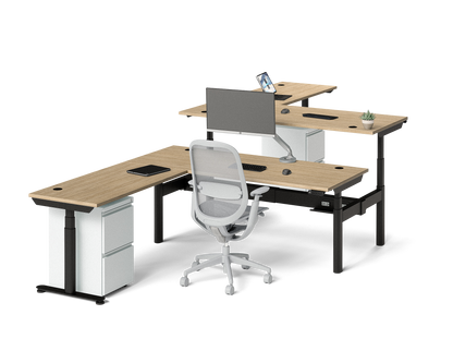Sol L-Shaped Adjustable-Height Desks for 2