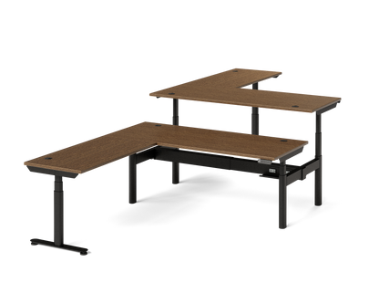 Sol L-Shaped Adjustable-Height Desks for 2