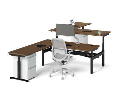 Sol L-Shaped Adjustable-Height Desks for 2