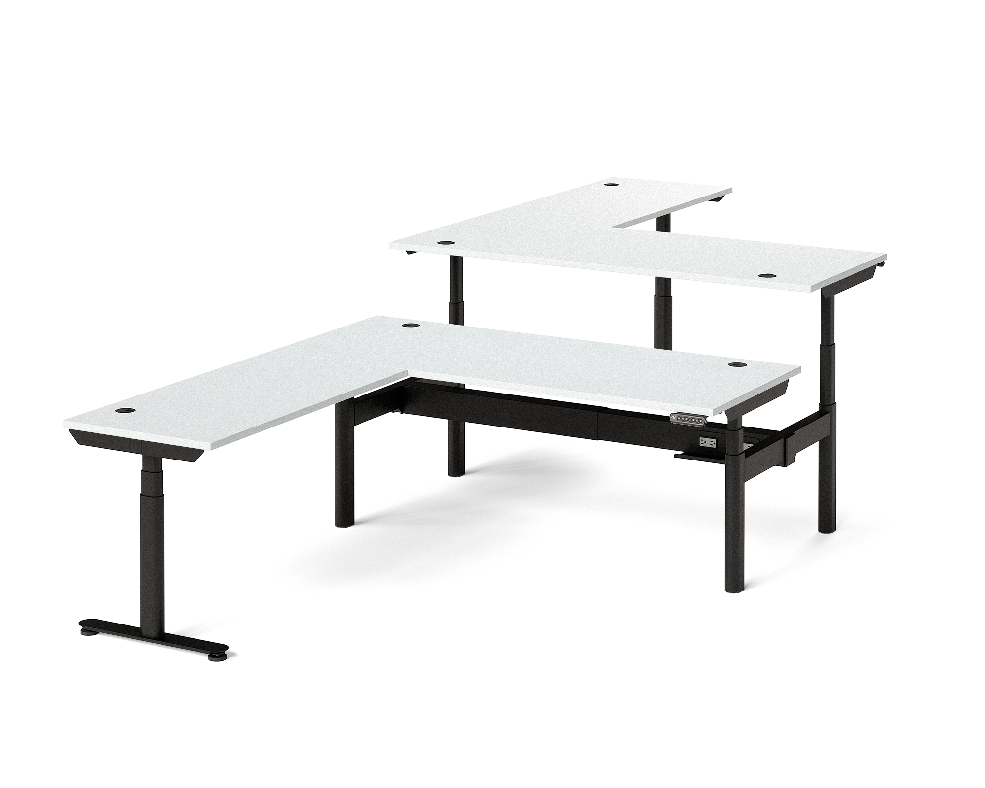 Sol L-Shaped Adjustable-Height Desks for 2