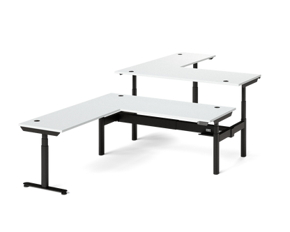 Sol L-Shaped Adjustable-Height Desks for 2