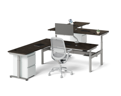Sol L-Shaped Adjustable-Height Desks for 2