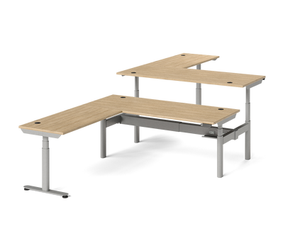 Sol L-Shaped Adjustable-Height Desks for 2