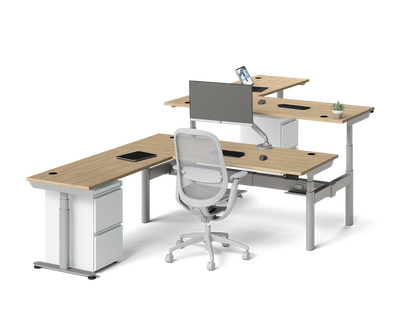 Sol L-Shaped Adjustable-Height Desks for 2