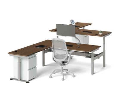 Sol L-Shaped Adjustable-Height Desks for 2