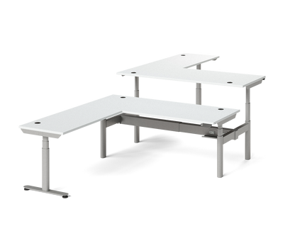 Sol L-Shaped Adjustable-Height Desks for 2