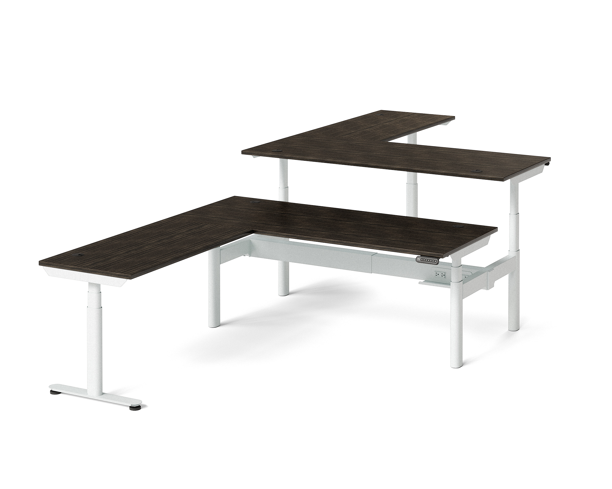 Sol L-Shaped Adjustable-Height Desks for 2