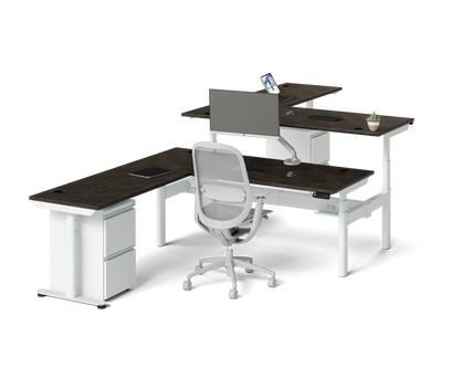 Sol L-Shaped Adjustable-Height Desks for 2