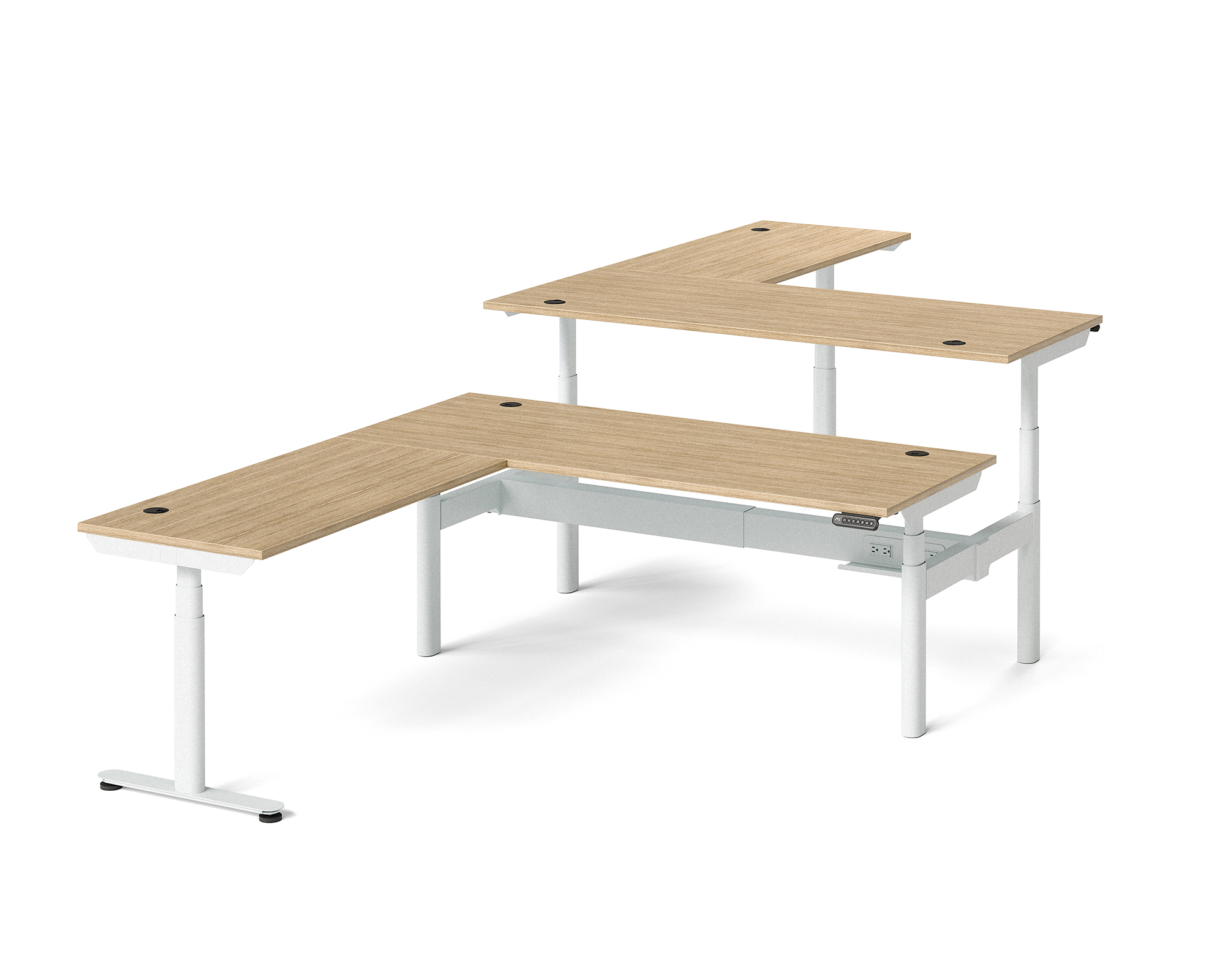 Sol L-Shaped Adjustable-Height Desks for 2