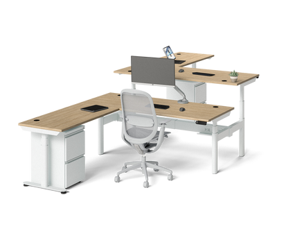 Sol L-Shaped Adjustable-Height Desks for 2