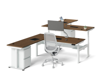 Sol L-Shaped Adjustable-Height Desks for 2