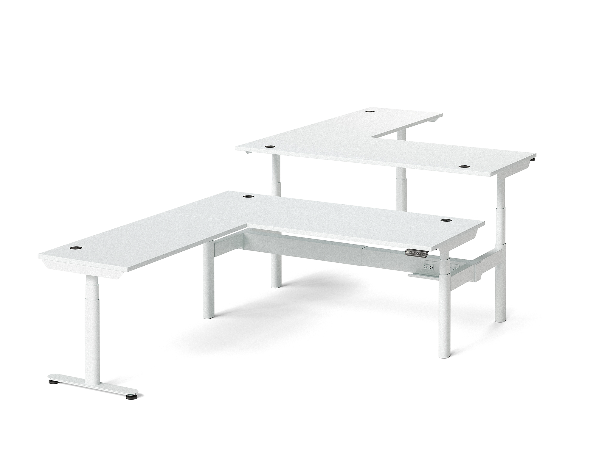 Sol L-Shaped Adjustable-Height Desks for 2