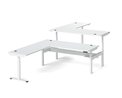 Sol L-Shaped Adjustable-Height Desks for 2