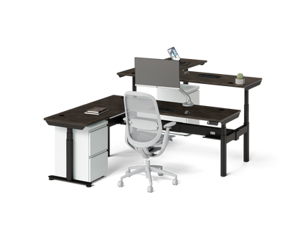Sol L-Shaped Adjustable-Height Desks for 2