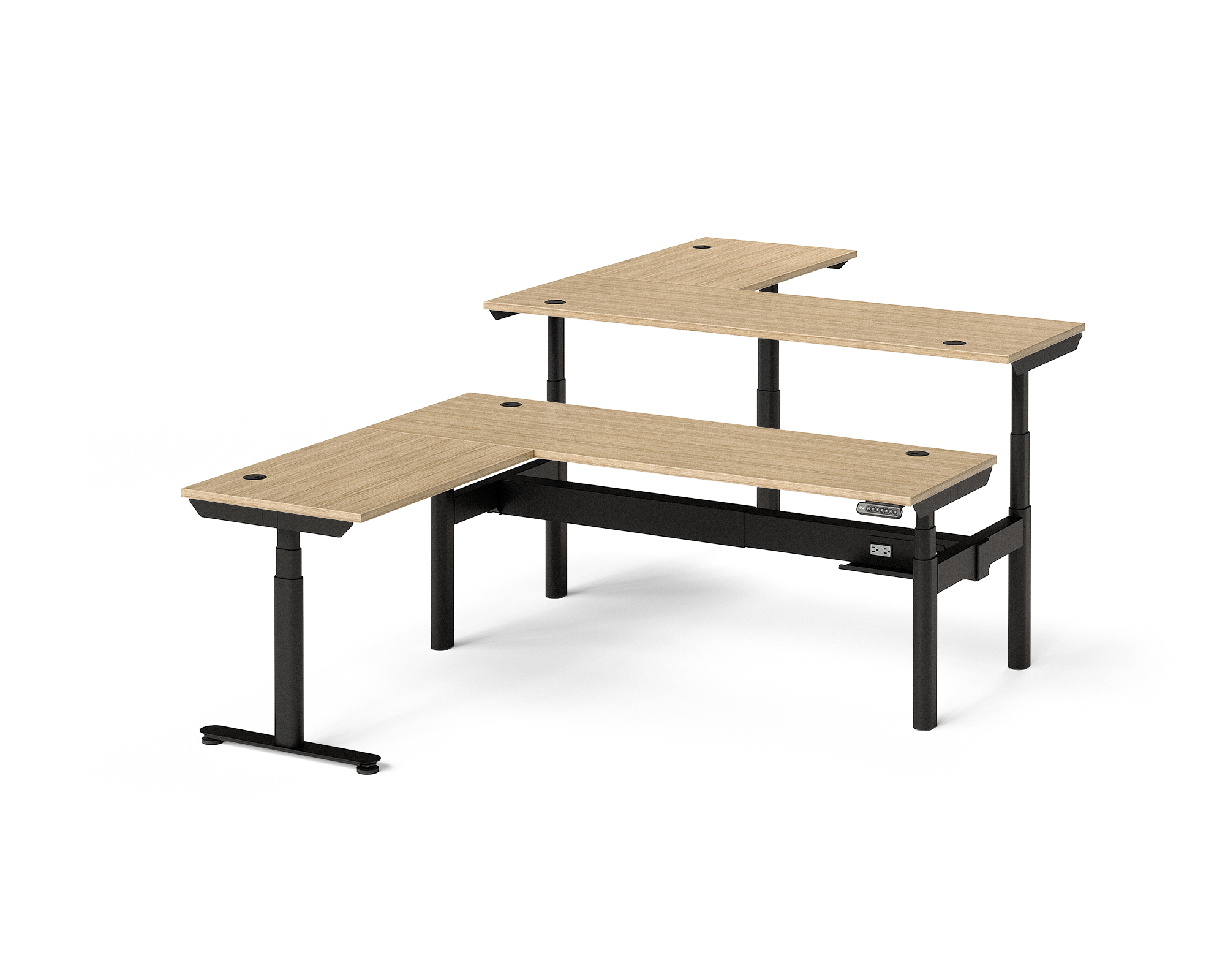Sol L-Shaped Adjustable-Height Desks for 2