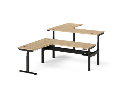 Sol L-Shaped Adjustable-Height Desks for 2