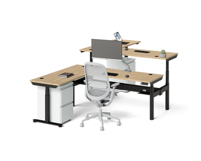 Sol L-Shaped Adjustable-Height Desks for 2