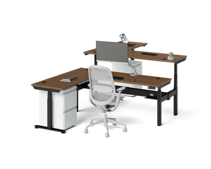 Sol L-Shaped Adjustable-Height Desks for 2