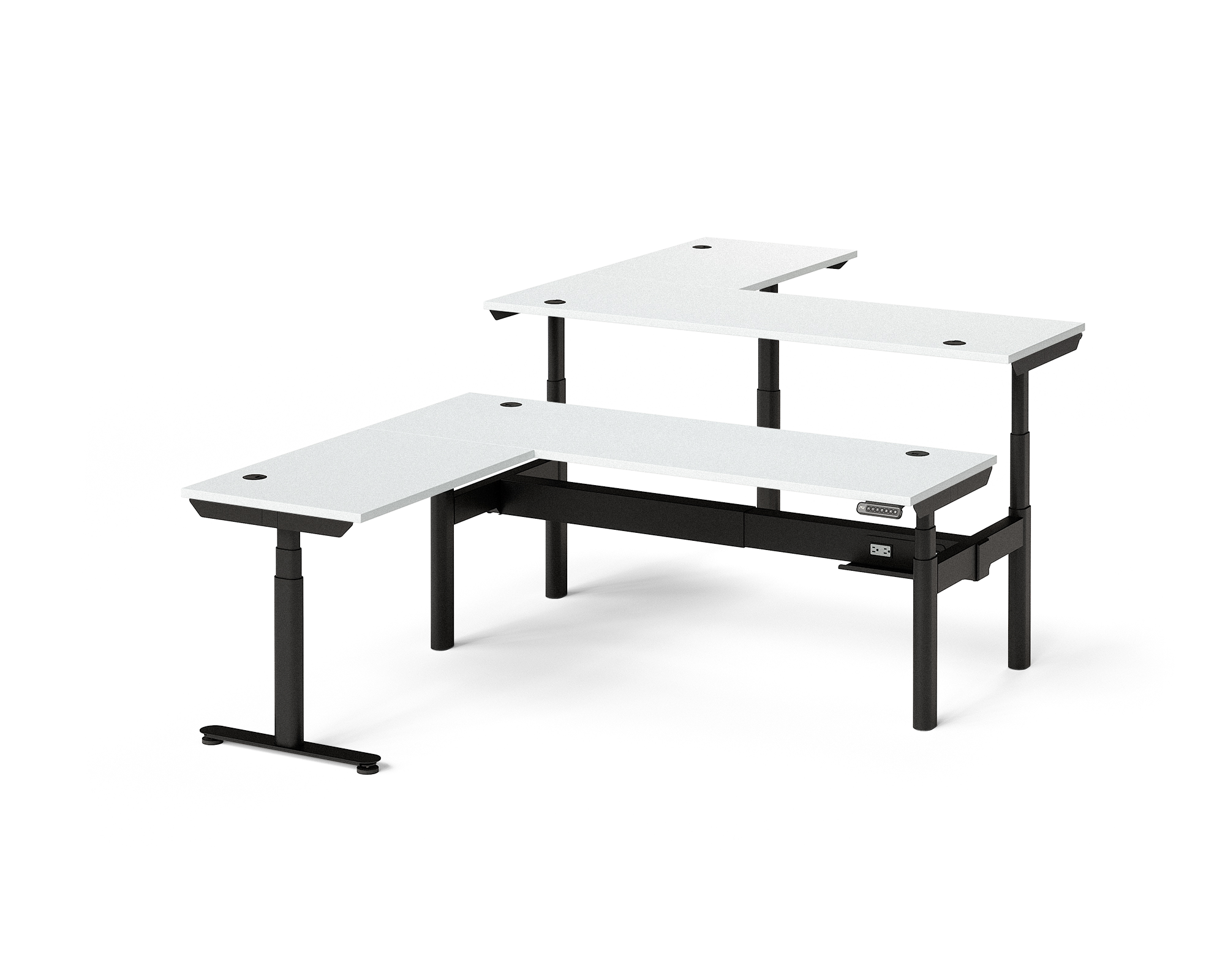 Sol L-Shaped Adjustable-Height Desks for 2