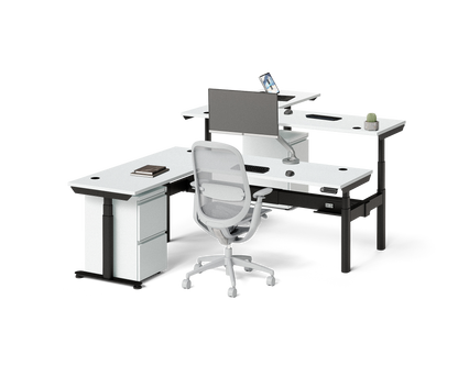 Sol L-Shaped Adjustable-Height Desks for 2