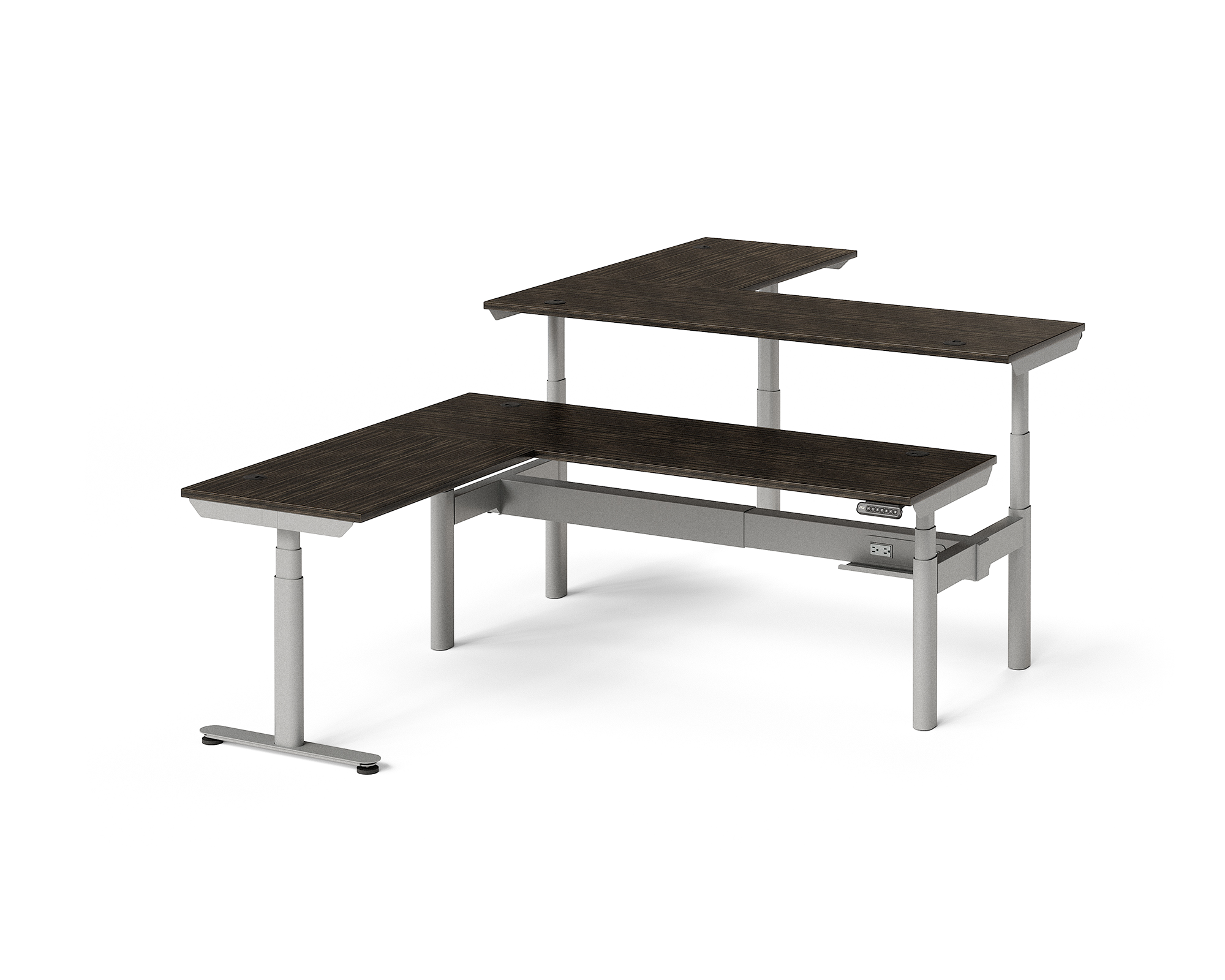 Sol L-Shaped Adjustable-Height Desks for 2