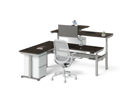 Sol L-Shaped Adjustable-Height Desks for 2