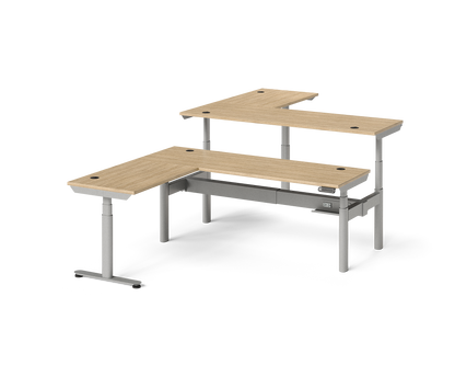 Sol L-Shaped Adjustable-Height Desks for 2