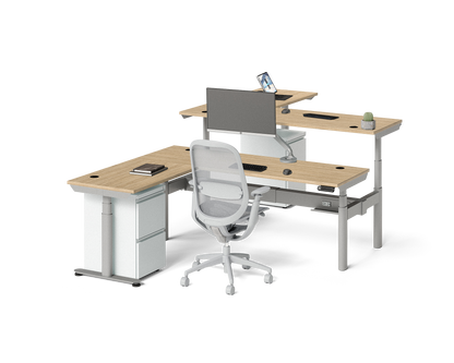 Sol L-Shaped Adjustable-Height Desks for 2