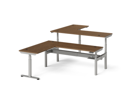 Sol L-Shaped Adjustable-Height Desks for 2