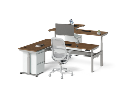 Sol L-Shaped Adjustable-Height Desks for 2