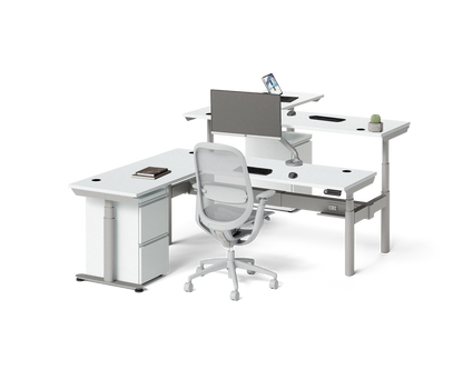 Sol L-Shaped Adjustable-Height Desks for 2