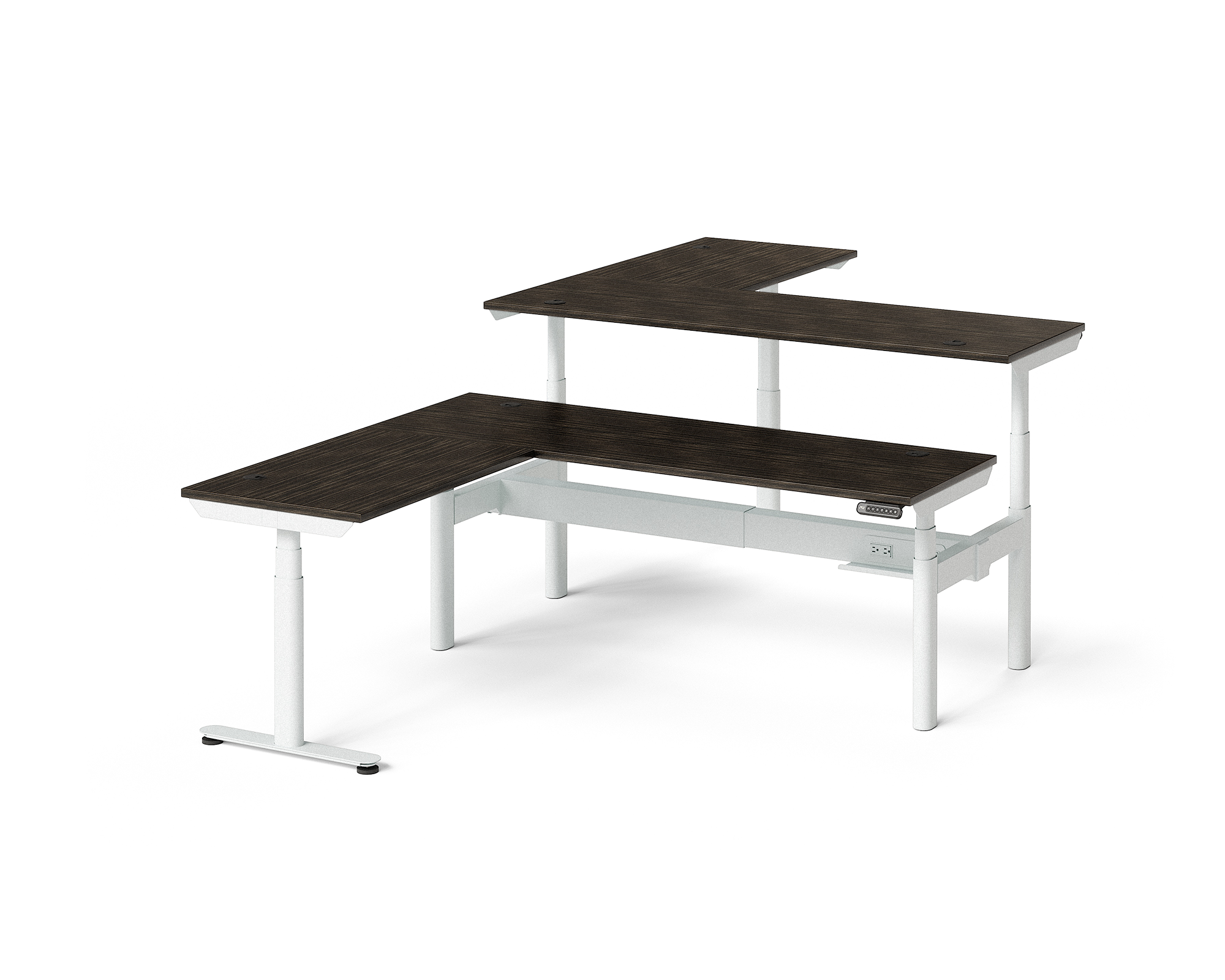 Sol L-Shaped Adjustable-Height Desks for 2