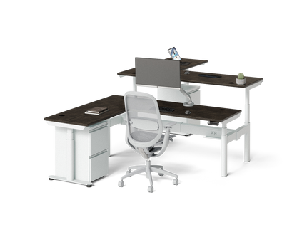 Sol L-Shaped Adjustable-Height Desks for 2