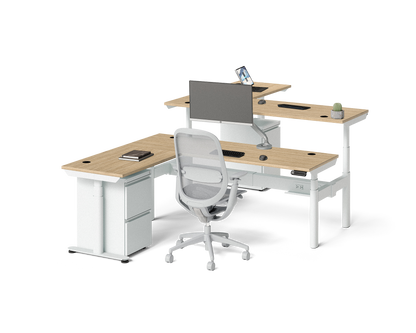 Sol L-Shaped Adjustable-Height Desks for 2