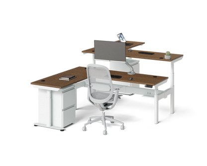 Sol L-Shaped Adjustable-Height Desks for 2