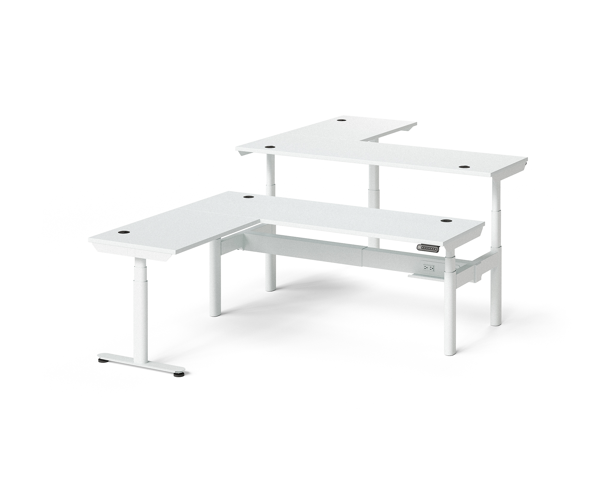 Sol L-Shaped Adjustable-Height Desks for 2