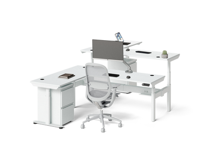 Sol L-Shaped Adjustable-Height Desks for 2