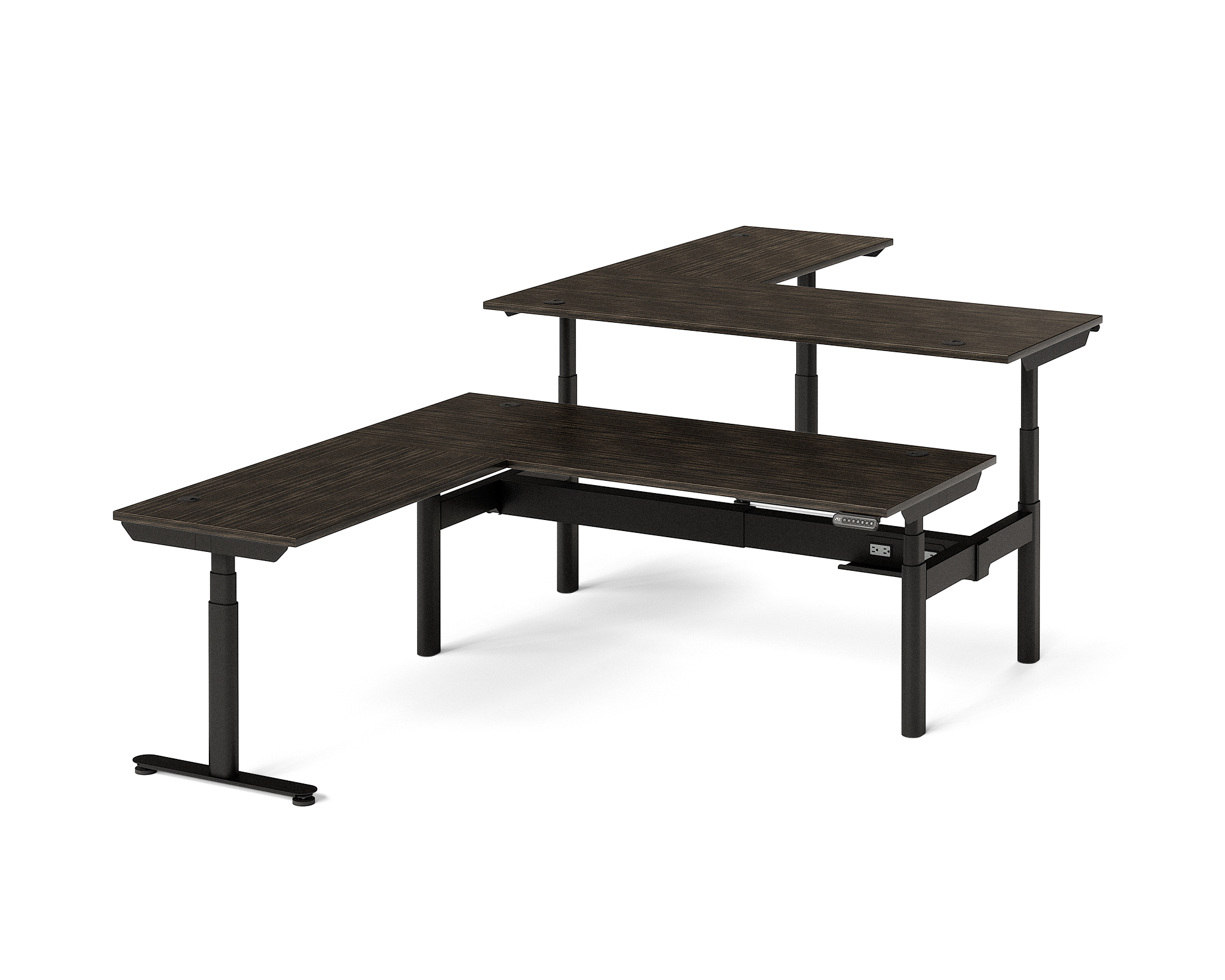 Sol L-Shaped Adjustable-Height Desks for 2