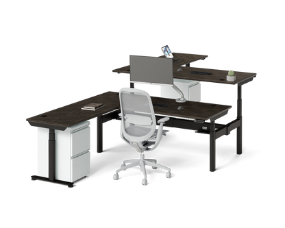 Sol L-Shaped Adjustable-Height Desks for 2