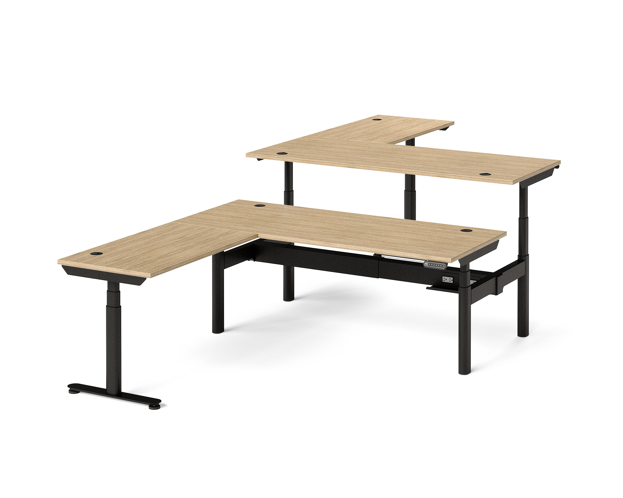 Sol L-Shaped Adjustable-Height Desks for 2