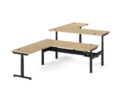 Sol L-Shaped Adjustable-Height Desks for 2