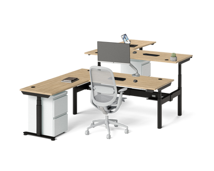 Sol L-Shaped Adjustable-Height Desks for 2